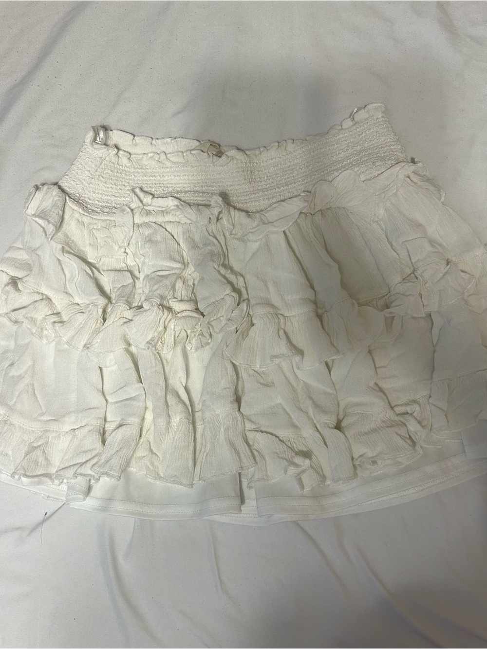 Altar'd State Cream Ruffle Mini Skirt - Tiered Smocked Waist